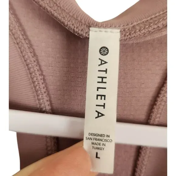 Athleta Momentum Seamless Tank Top Large Dusty Pink Racerback Gym Workout Stretc - Picture 3 of 5